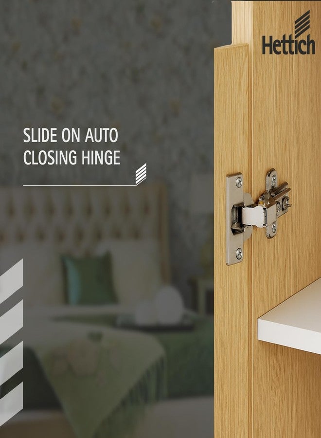 هيتيش مفصلات خزانة Hettich Slide On 9.5K ذات الإغلاق الناعم مع لوحة تثبيت، 4 فتحات نصفية، مطلية بالنيكل، فتحة 95 درجة، للألواح من 14 إلى 25 مم، عبوة من 5 قطع (10 مفصلات) - Image 2